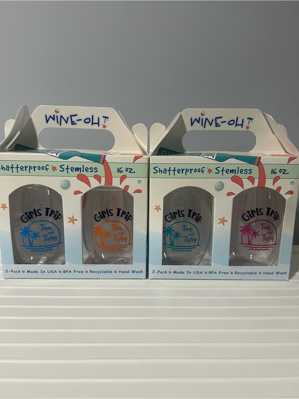 NEW “Girls Trip Tan and Tipsy” Stemless Plastic Wine Glasses